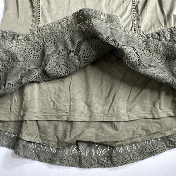 Bebe Olive Green Lace Mesh Peplum Tank M Fairy Grunge Goth Romantic Y2K Camisole - Picture 7 of 11